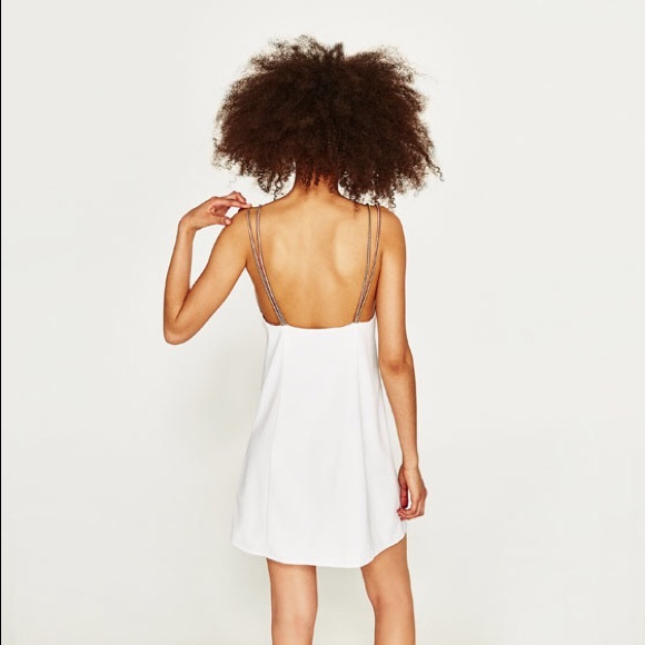NWT ZARA WHITE DRESS WITH RAINBOW ROPE STRAPS - Picture 3 of 8